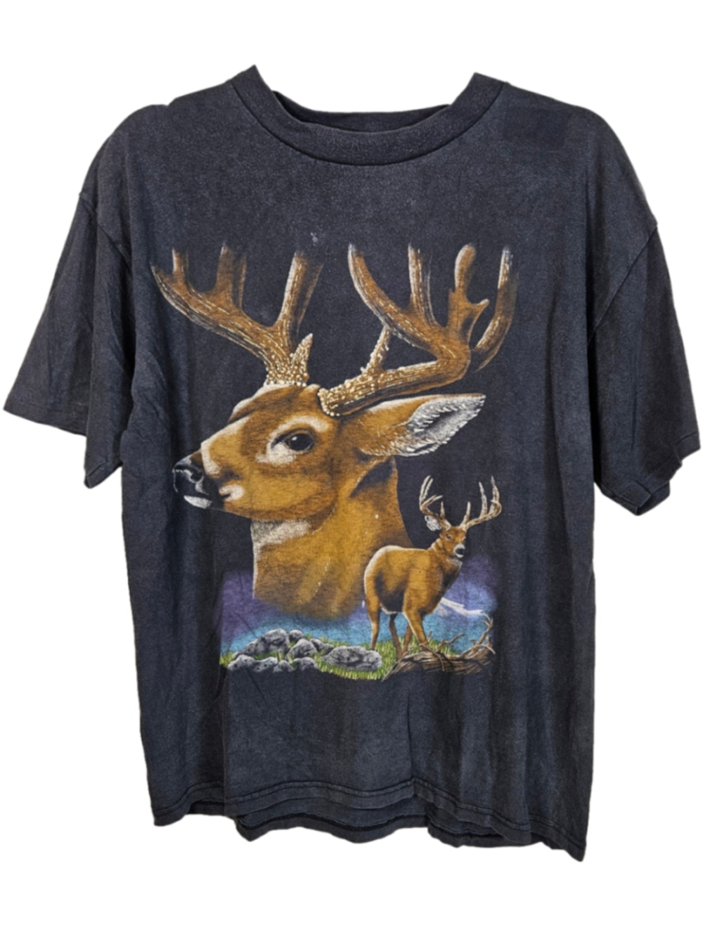 Vintage 90s Kingstree Texel Whitetail Deer Buck Hunting T Shirt USA Large Single